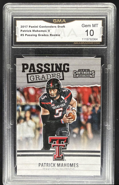 2017 Panini Contenders Draft Picks Patrick Mahomes II #5 Passing Grades RC GMA 10
