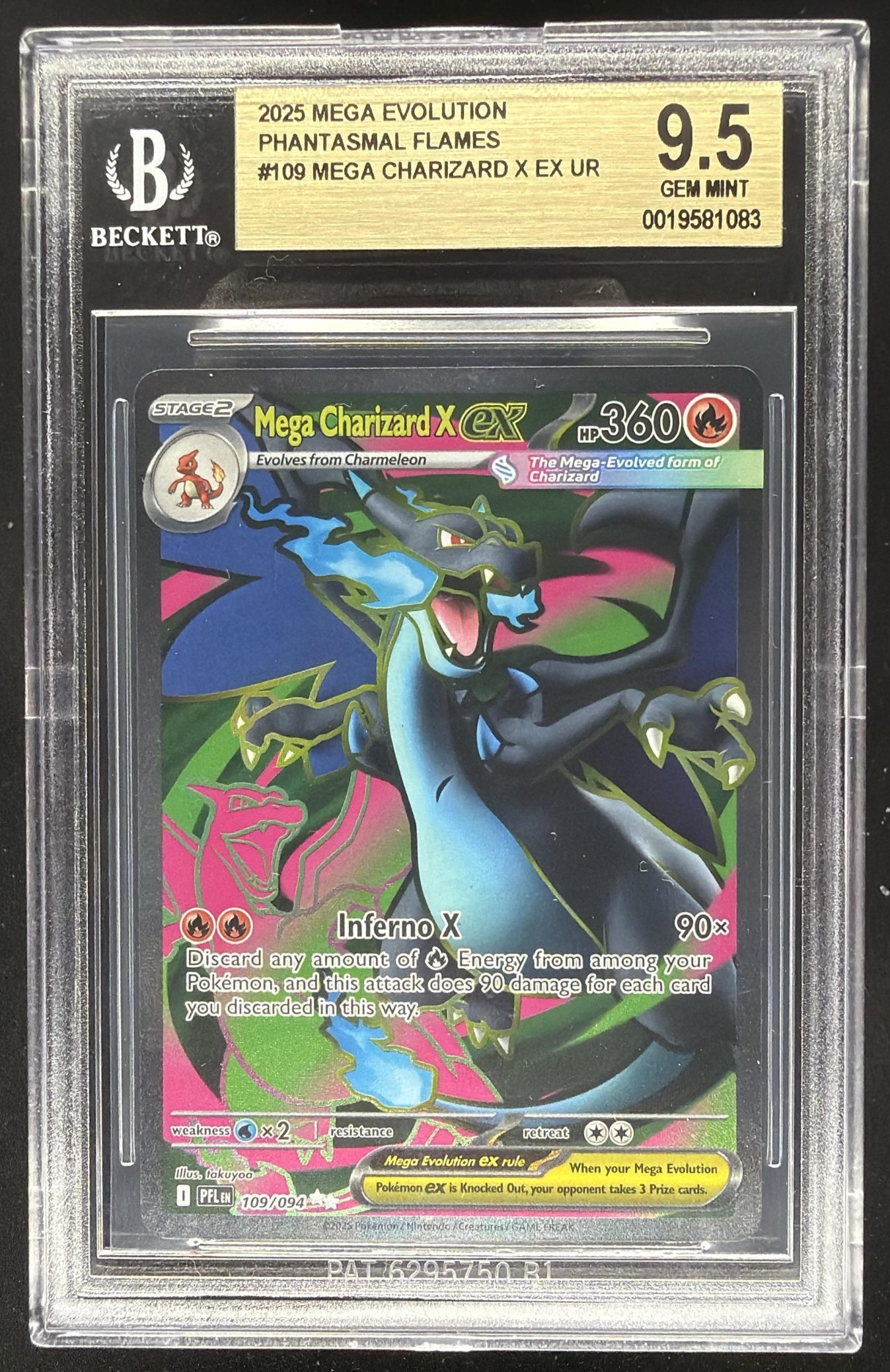 2025 Pokemon Phantasmal Flames Mega Charizard X ex #109/094 Ultra Rare BGS 9.5