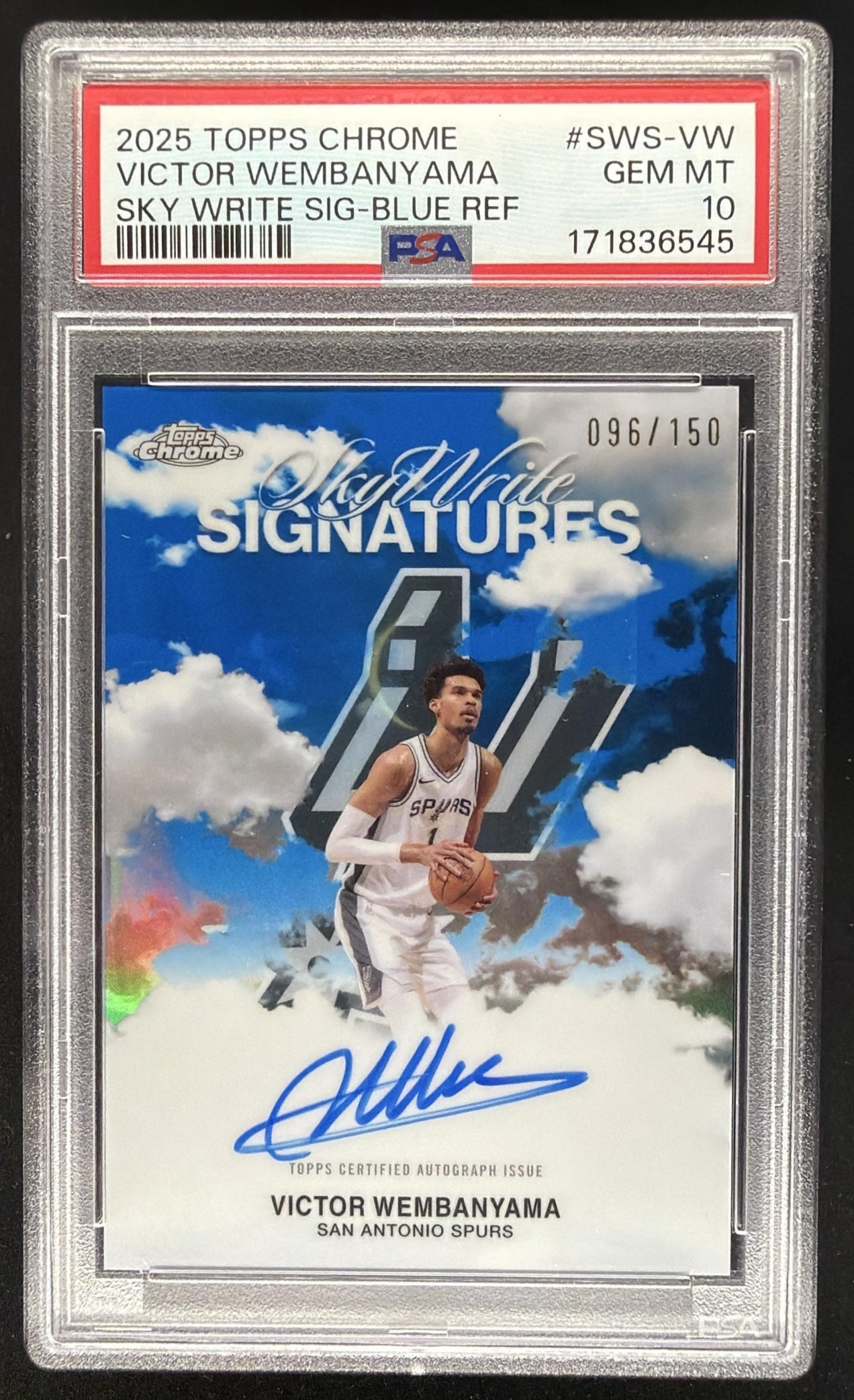 2025 Topps Chrome Victor Wembanyama #SWS-VW SkyWrite Blue /150 Auto PSA 10