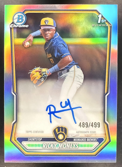2026 Bowman Chrome Baseball Ricky Moneys #CPA-RM Refractor Auto 489/499