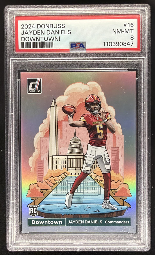 2024 Panini Donruss Jayden Daniels #16 Downtown SSP RC PSA 8