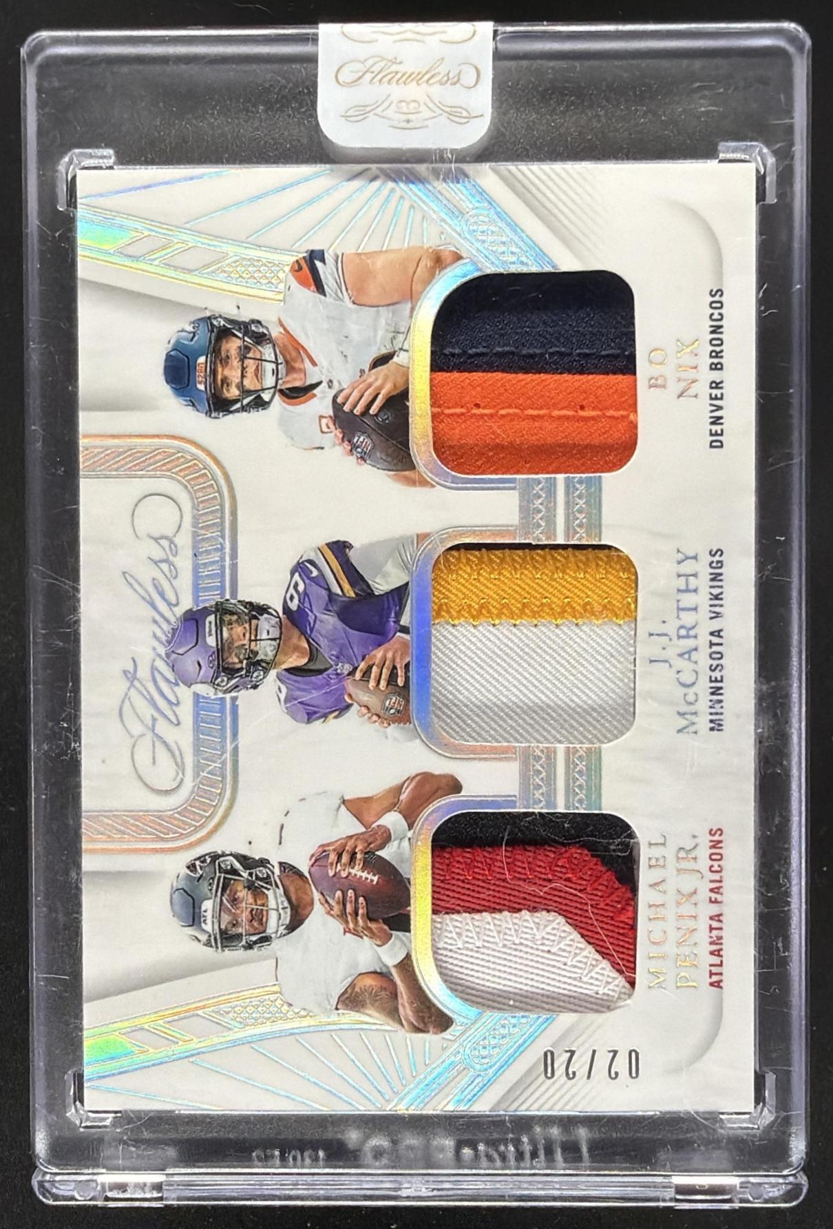 2024 Panini Flawless Michael Penix Jr. Bo Nix J.J. McCarthy Triple Patch /20