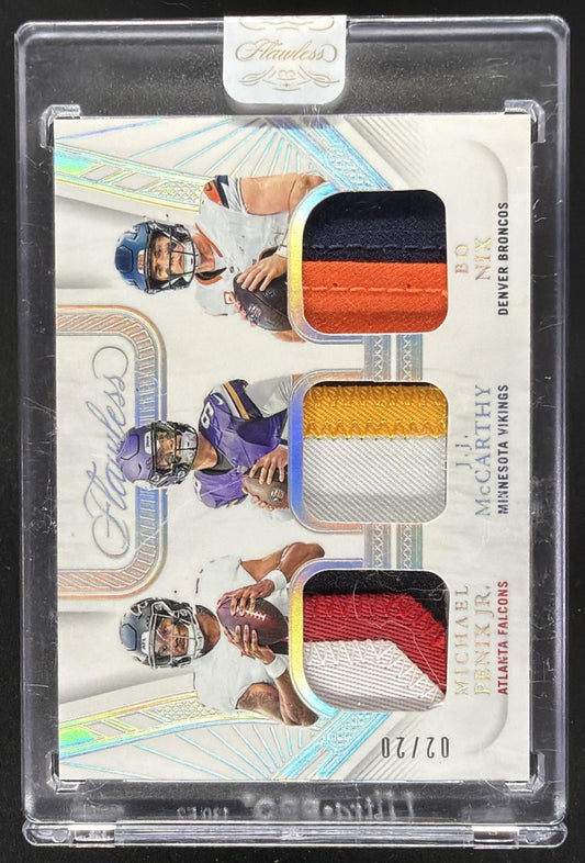 2024 Panini Flawless Michael Penix Jr. Bo Nix J.J. McCarthy Triple Patch /20