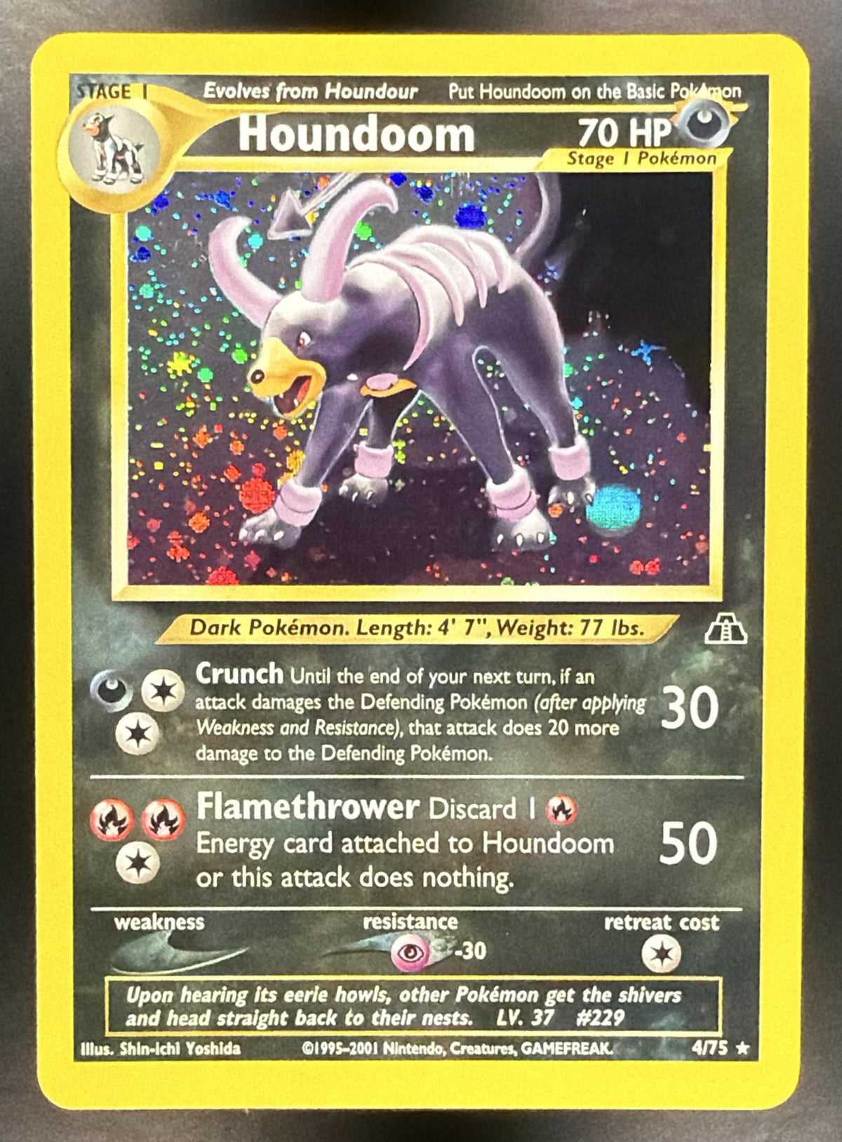 2001 Pokemon Neo Discovery Houndoom 4/75 Unlimited Holo LP