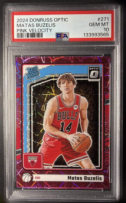 2024 Panini Donruss Optic Matas Buzelis #271 Pink Velocity Prizm /79 Rookie PSA 10