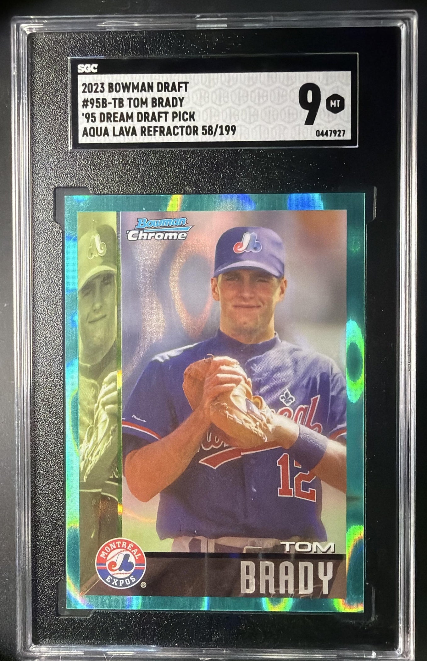2023 Bowman Draft Tom Brady #95B-TB 1995 Dream Picks Aqua Lava Refractor /199 SGC 9