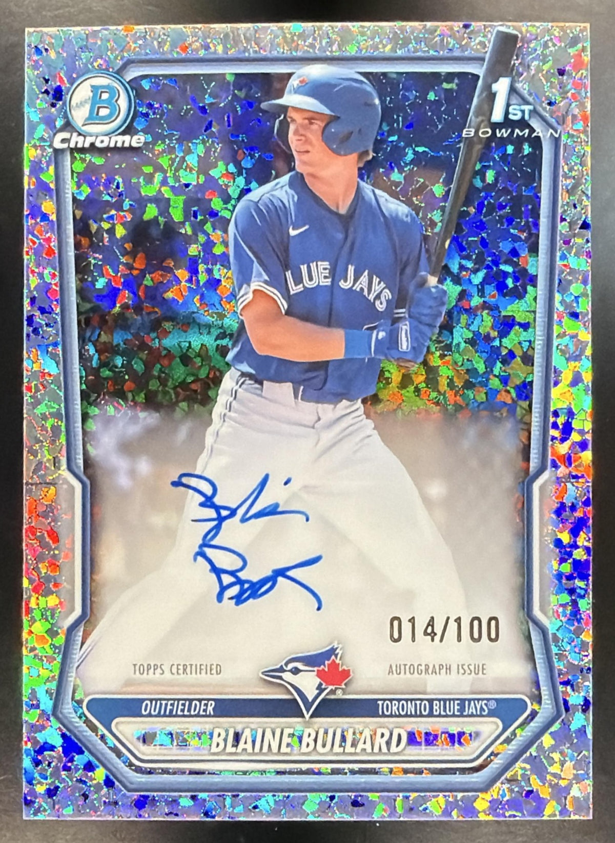 2026 Bowman Blaine Bullard #CPA-BB Chrome Auto Mini-Diamond Refractor 14/100 1st Prospect