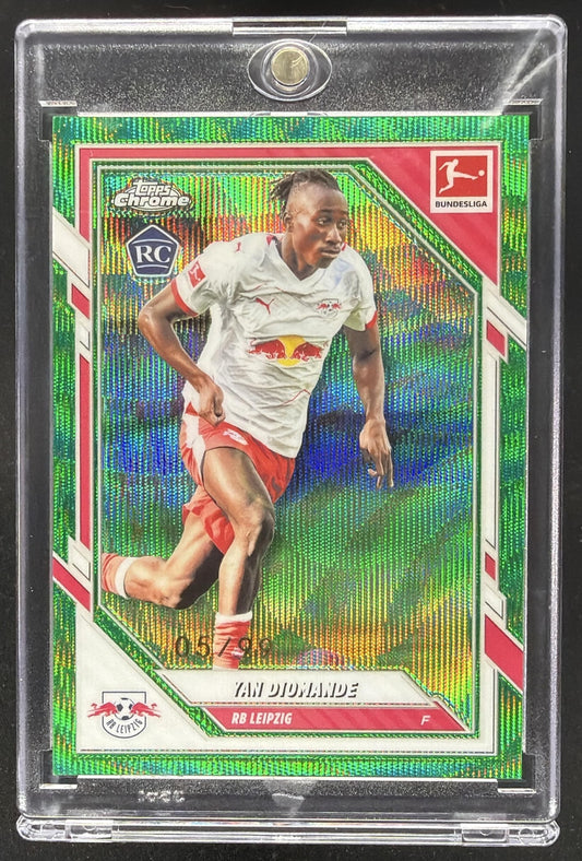 2025 Topps Chrome Bundesliga Yan Diomande #59 Green Refractor /99 RC