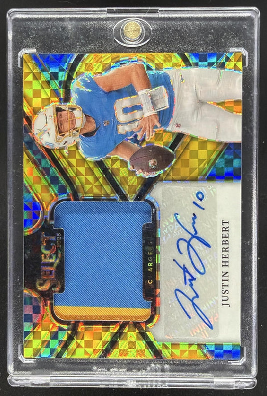 2024 Panini Select Justin Herbert #JSSP-JHT Gold Patch Auto /10