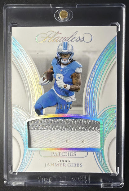 2025 Panini Flawless Jahmyr Gibbs #PAT-JGS Patches Silver 13/20 MEM