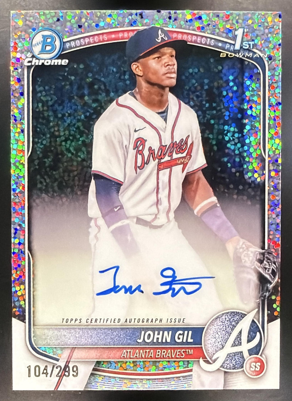 2025 Bowman Chrome John Gil #CPA-JG Auto Speckle Refractor 104/299 1st Prospect