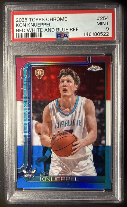 2025-26 Topps Chrome Kon Knueppel #254 Red White & Blue Refractor RC PSA 9