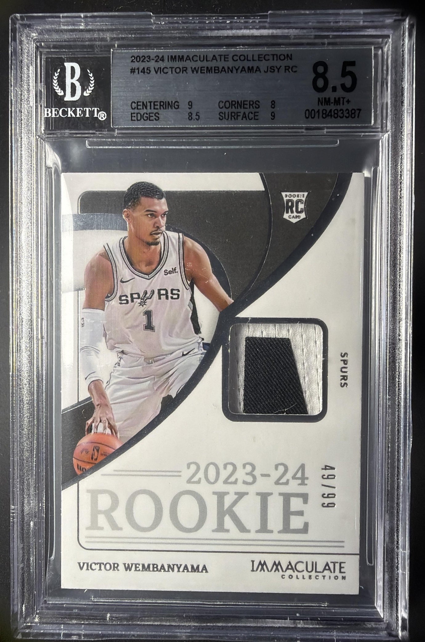 2023-24 Panini Immaculate Victor Wembanyama #145 Rookies Patches 49/99 BGS 8.5