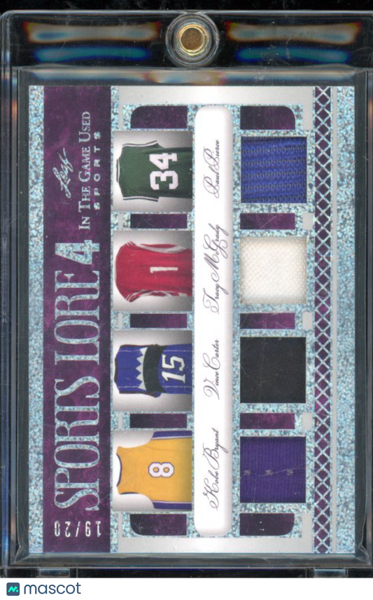 2022 Leaf Sports Lore 4 Kobe Bryant Carter Mcgrady Pierce Patch /20