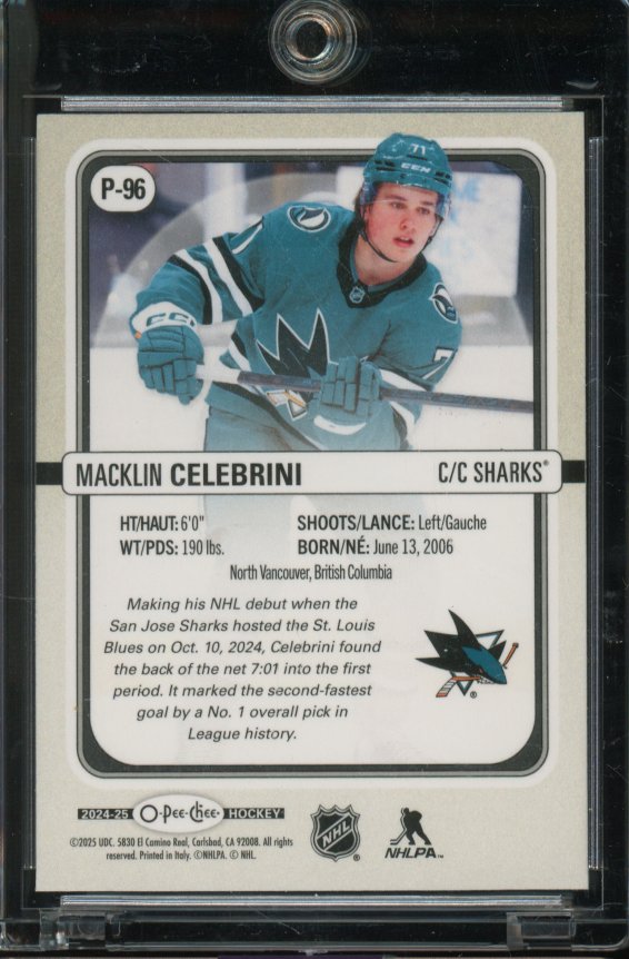 2024-25 O-Pee-Chee Macklin Celebrini Premier Rookie