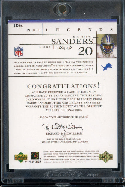 2001 UD Barry Sanders NFL Legends Auto