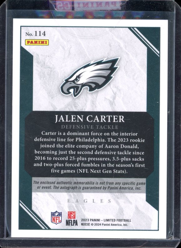 2023 Limited Jalen Carter Rookie Patch Auto /99
