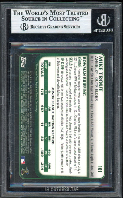 2011 Bowman Chrome Mike Trout Rookie BGS 9