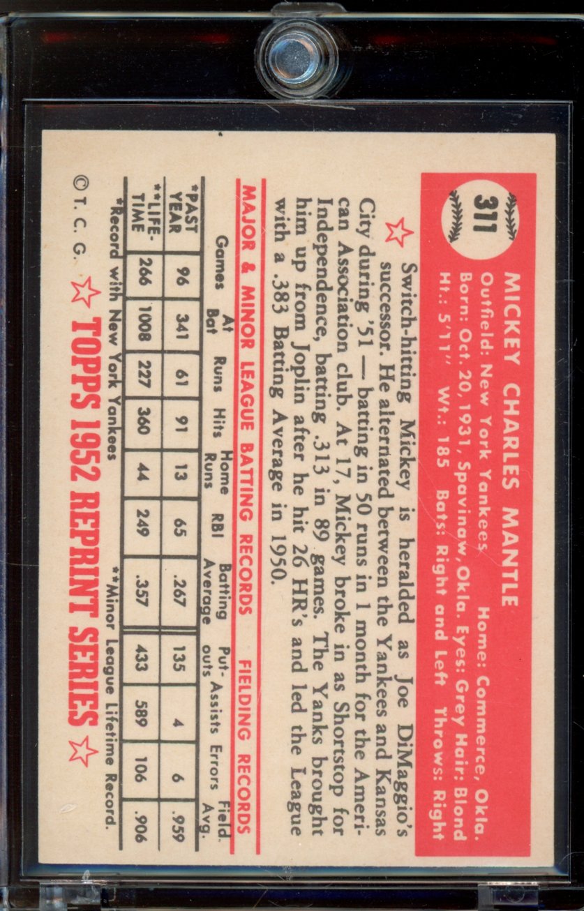 1983 Topps Mickey Mantle 1952 Reprint Rookie
