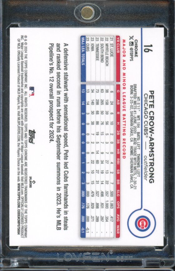 2024Topps Chrome Pete Crow-Armstrong Green Rookie /99