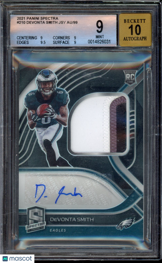 2021 Spectra Devonta Smith Rookie Patch Auto /99 BGS 9/10