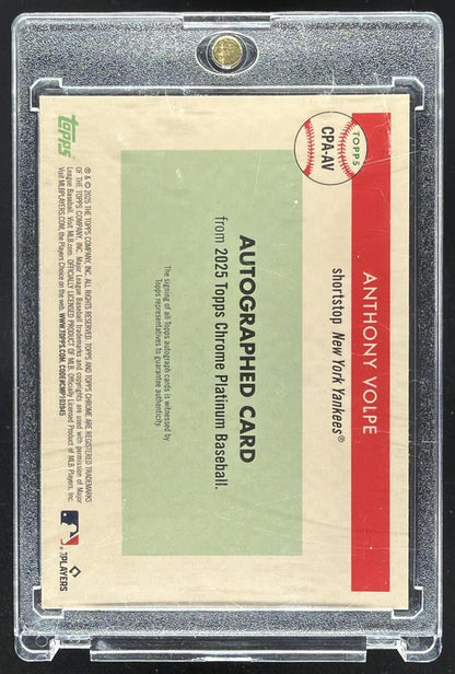 2025 Topps Chrome Platinum Anthony Volpe #CPA-AV Auto Red Refractor /5