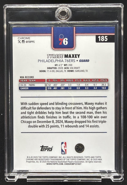 2025-26 Topps Chrome Tyrese Maxey #185 Geometric Orange Refractor /25
