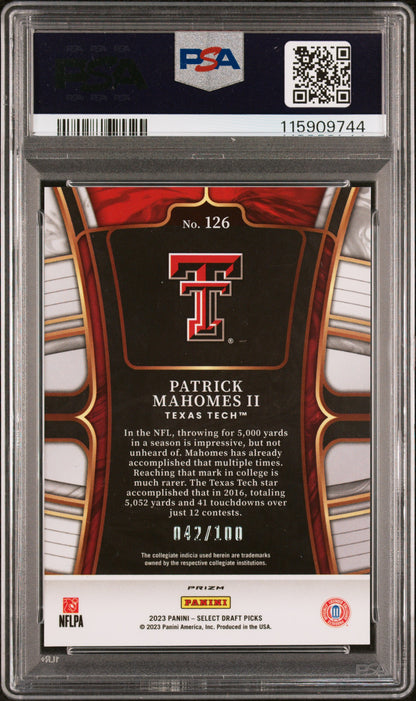 2023 Select DP Patrick Mahomes Black Gold /100 PSA 10
