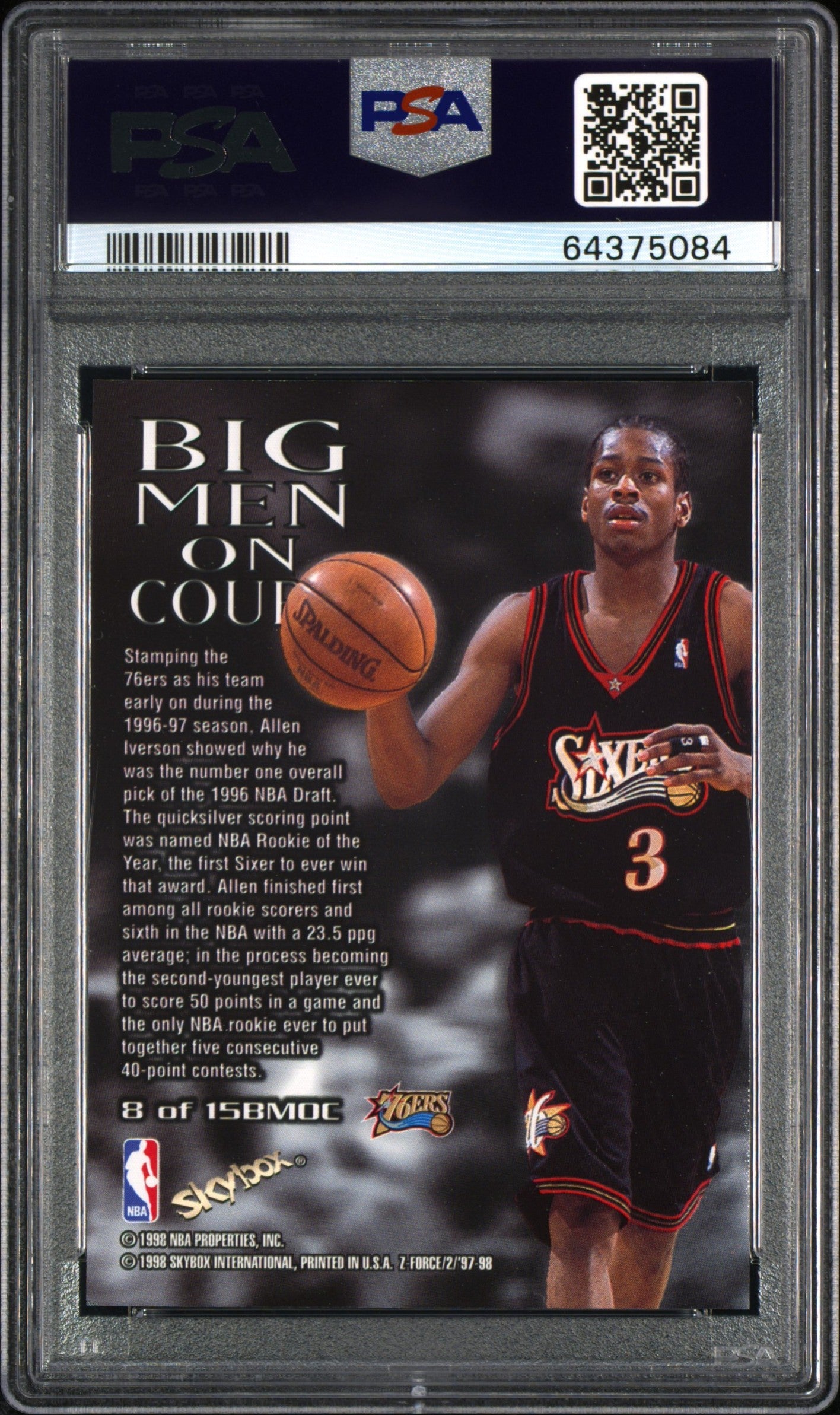 1997-98 Skybox Z-Force Allen Iverson Big Men On Court PSA 9