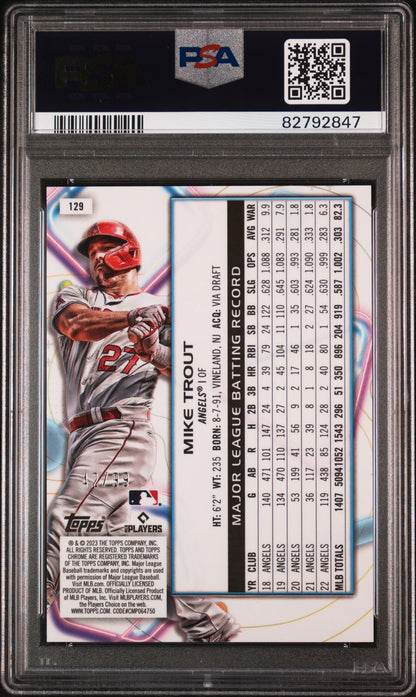 2023 Topps Cosmic Chrome Mike Trout #129 Blue Moon 42/99 PSA 10
