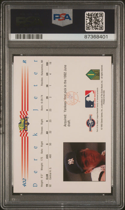 1992 Classic Best Derek Jeter PSA 10