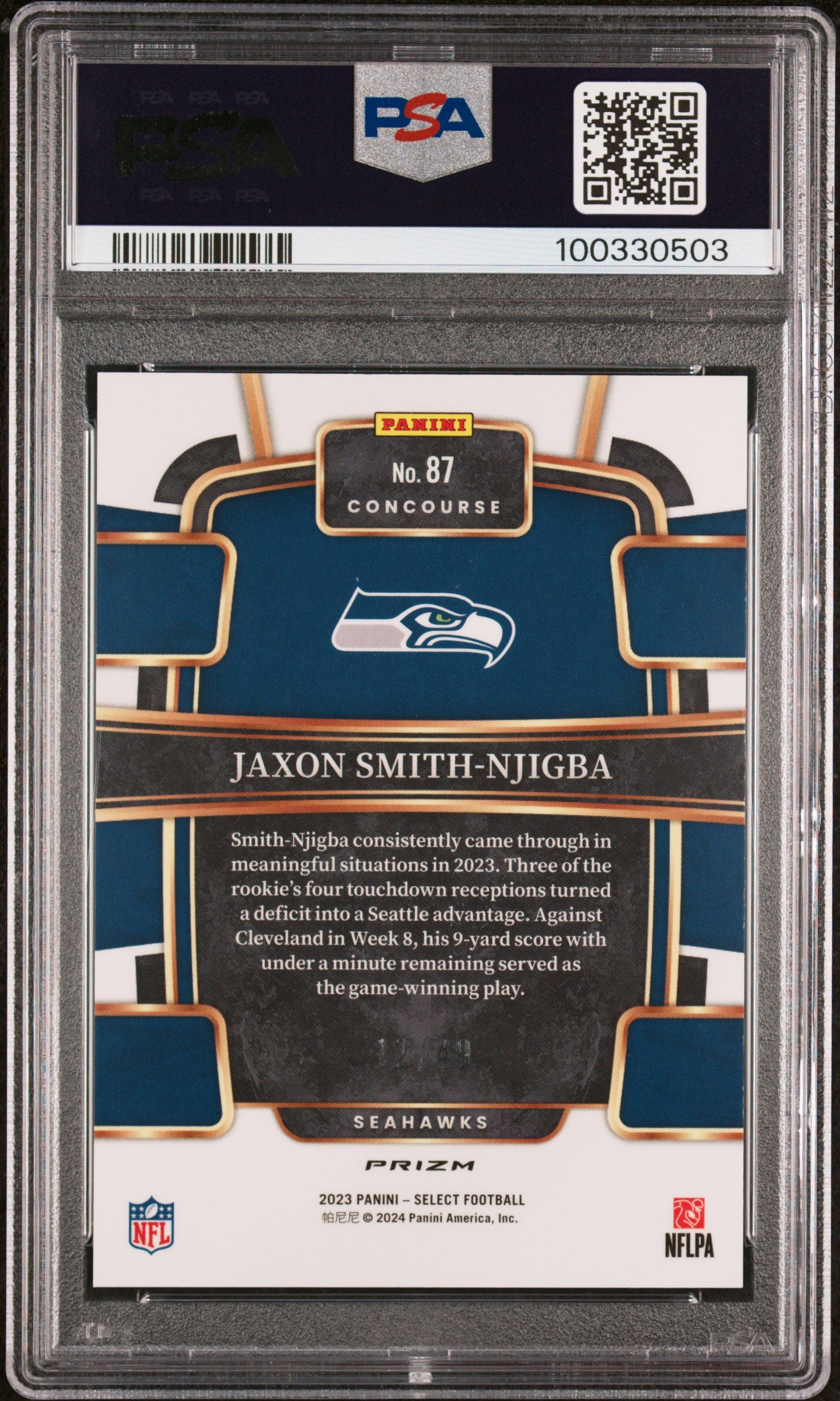 2023 Select Jaxon Smith-Njigba Red Disco 12/49 PSA 9 RC