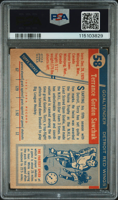 1954 Topps Terry Sawchuk PSA 2