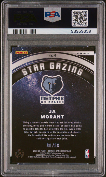 2022 Optic Ja Morant Star Gazing Red & Gold 80/99 PSA 10