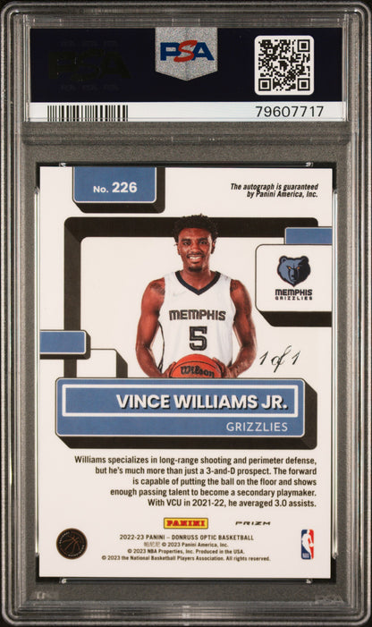 2022 Optic Vince Williams Black Fast Break Rookie Auto 1/1 PSA 9