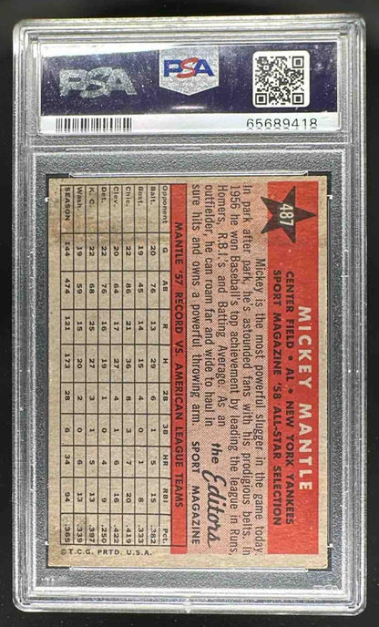 1958 Topps Mickey Mantle #487 PSA 4