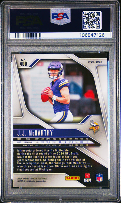 2024 Prizm JJ McCarthy Silver Prizm PSA 10 RC