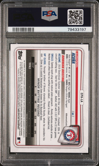 2020 Bowman Chrome Luisangel Acuna Auto PSA 10