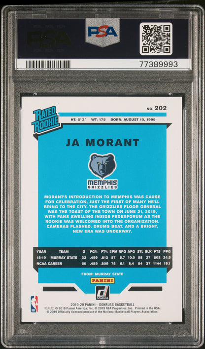2019-20 Donruss Ja Morant Orange Laser Rookie PSA 10