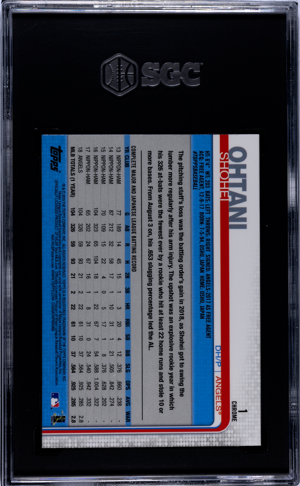 2019 Topps Chrome Shohei Ohtani #1 Rookie Cup SGC 10