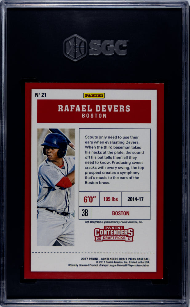 2017 Contenders rafael Devers Rookie Cracked Ice Auto /23 SGC 9.5/10