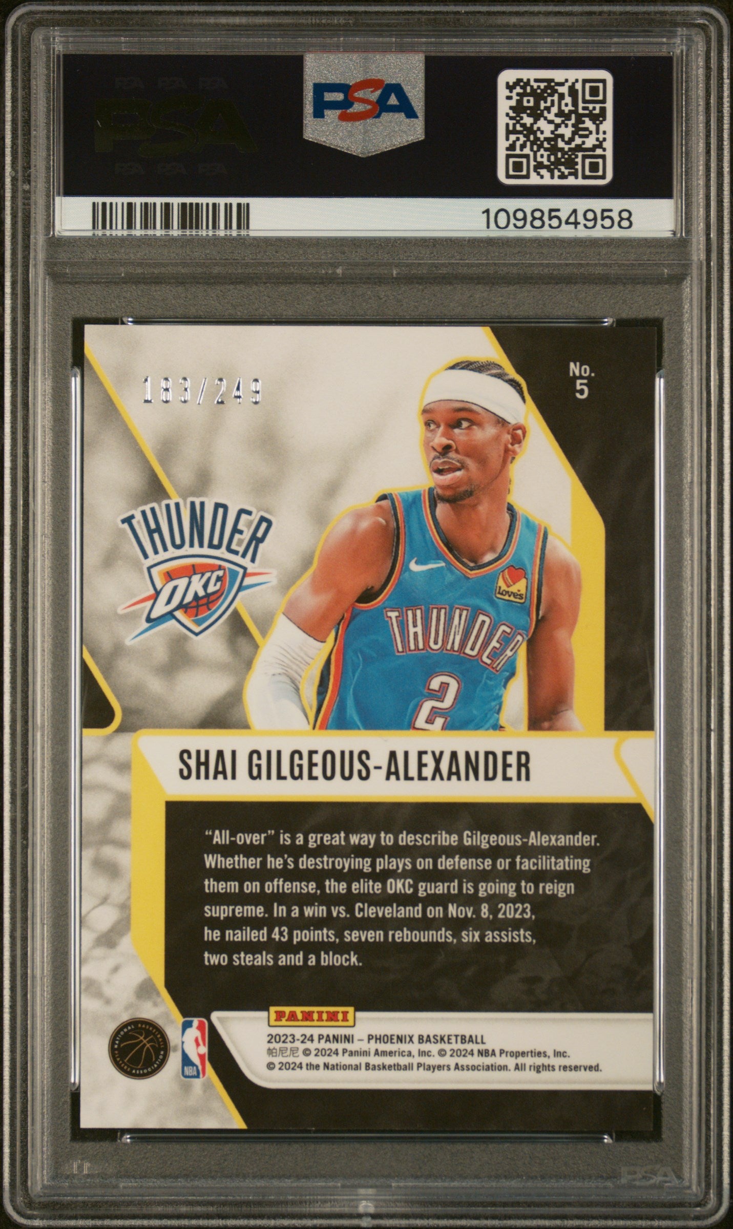 2023-24 Phoenix Shai Gilgeous Alexander Orange Ice /249 PSA 10