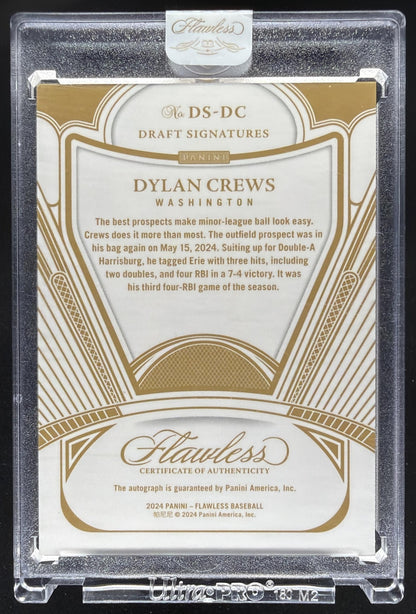 2024 Panini Flawless Dylan Crews #DS-DC Draft Signatures 13/25 Auto