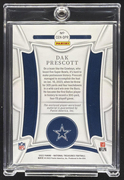 2022 Panini National Treasures Dak Prescott #CEN-DPR Century Materials Holo Gold /10 MEM