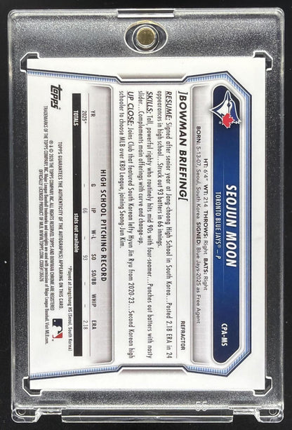 2026 Bowman Seojun Moon #CPA-MS Chrome Auto Refractor 206/499 1st Prospect