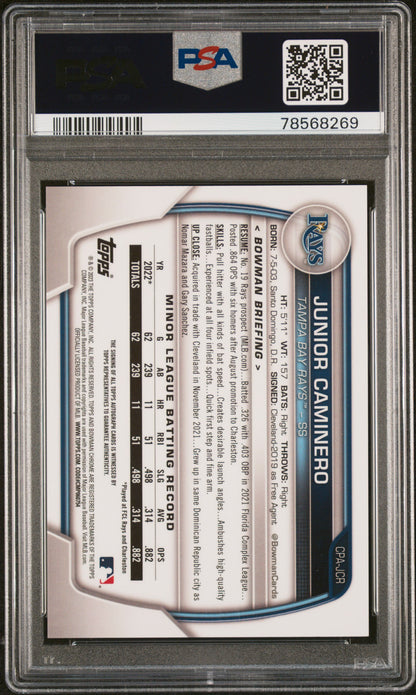 2023 Bowman Chrome Junior Caminero Green Grass Auto /99 PSA 10