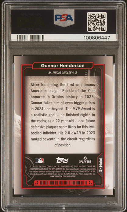 2024 Topps Chrome Cosmic Gunnar Henderson Mercury PSA 9