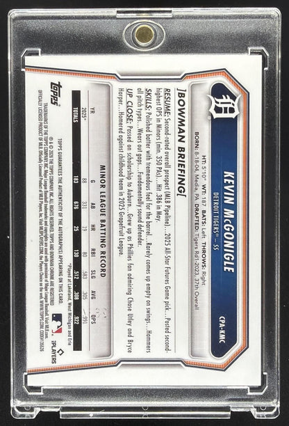 2026 Bowman Kevin McGonigle #CPA-KMC Chrome Prospect Auto Speckle Refractor /299
