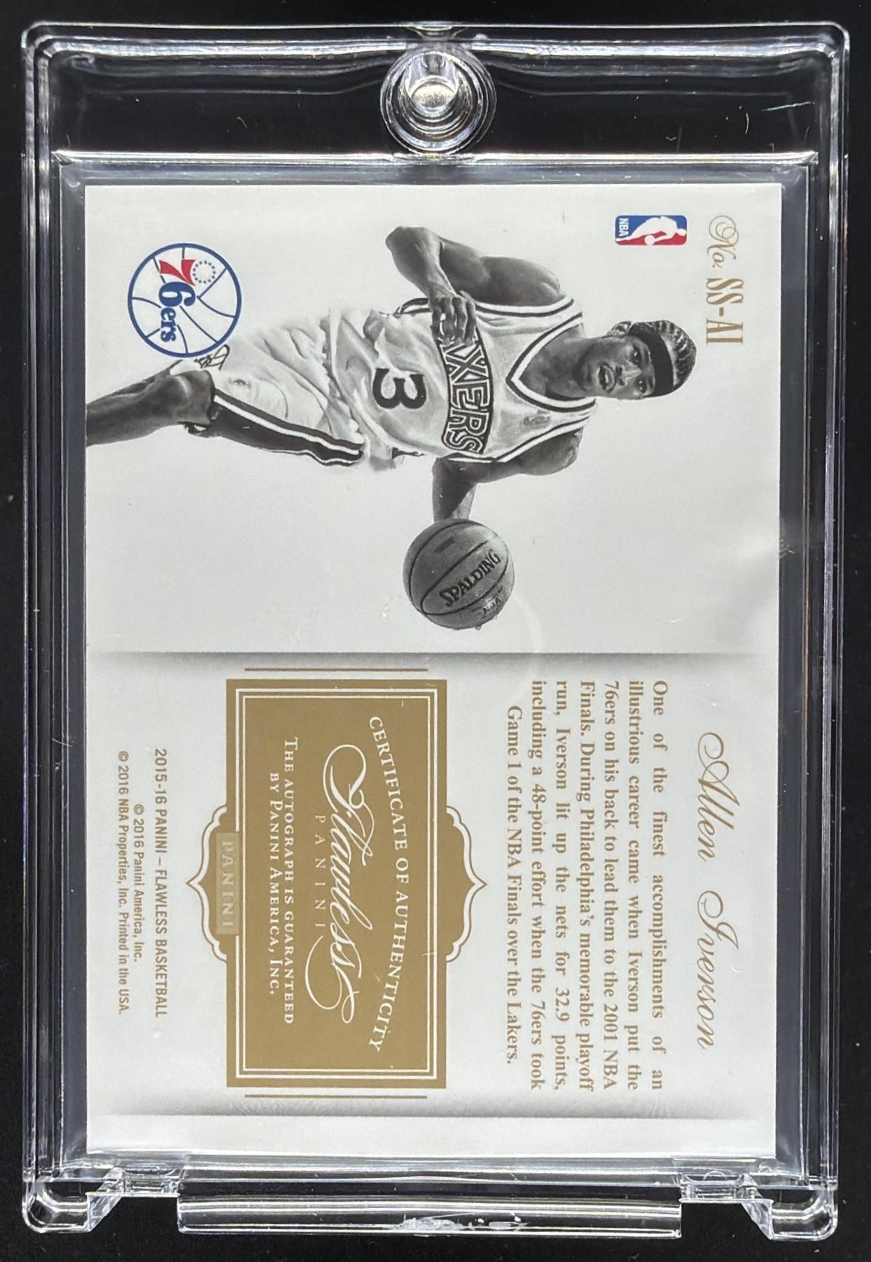 2015-16 Panini Flawless Allen Iverson #SS-AI Super Signatures 6/25 Auto