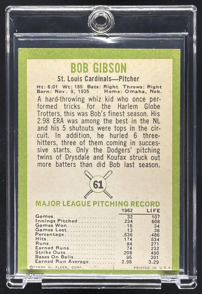 1963 Fleer Bob Gibson #61